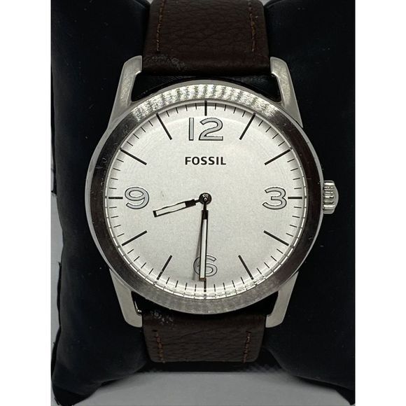 Fossil BQ2442 Men's Brown Leather Analog White Dial Quartz Genuine Watch W94 - Picture 2 of 12
